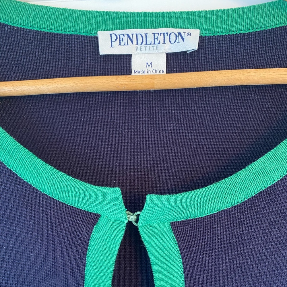 Pendleton Long Navy + While Striped With Green De… - image 3
